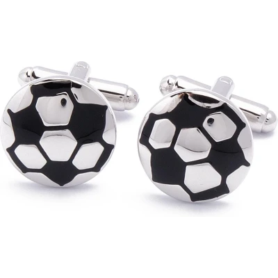 Afbeelding van Manchetknopen Voetbal Bal Soccer Zilver en Zwart