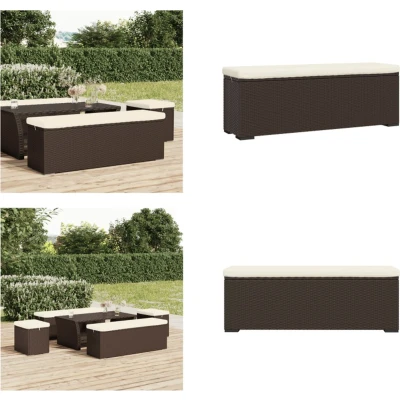 Afbeelding van Hocker met kussen 110x30x40 cm poly rattan bruin