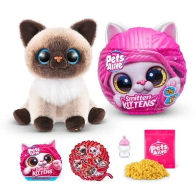 Afbeelding van Pets Alive Smitten Kittens Surprise, Mooloo, Nurture Play, Knuffels uitpakken, interactief, 10 geluiden, ultrazachte knuffels, Adopt Electronic Pet Kitten (Mooloo)