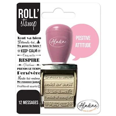 Afbeelding van Aladine Roll&#039; Stamp Positive Attitude rolstempel 12 berichten om overal te stempelen ideaal voor Bullet Journal, Scrapbooking 02161 zwart