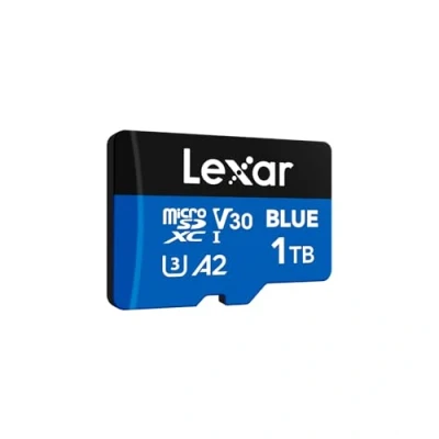 Afbeelding van Lexar Blue Micro SD kaart 1TB, tot 160 MB/s leessnelheid, microSDXC UHS I kaart, klasse 10, U3, V30, A2, Full HD en 4K video, snelle geheugenkaart voor smartphones/tablets/actioncamera&#039;s
