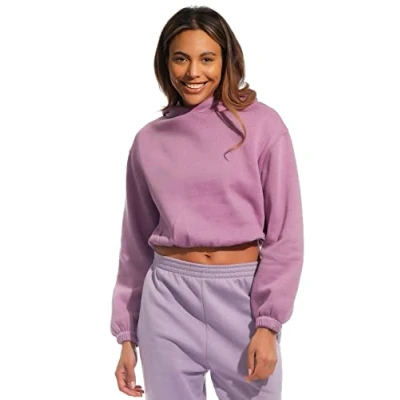 Afbeelding van Light &amp; Shade LSLSWT021 Dames Cropped Hooded Top, Violet, Large