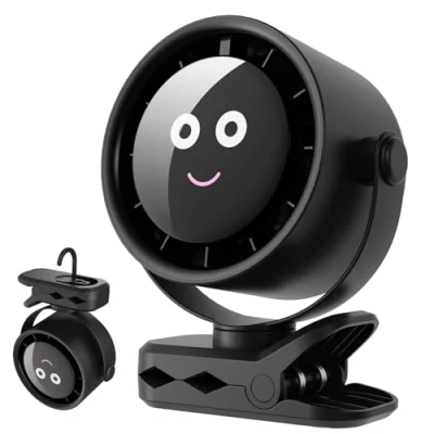 Afbeelding van HiLUNDA USB Mini Bureau Ventilator 4000 mAh Draagbare met LED scherm, 5 snelheidsregeling, 360 draaien in horizontale en verticale richting, Ophangclip, Opladbare