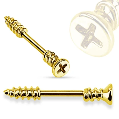 Afbeelding van Tepelpiercing schroef goud kleur