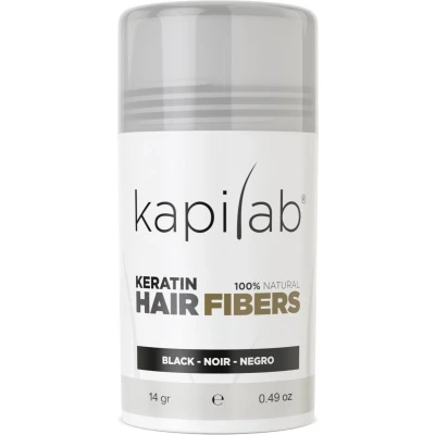 Afbeelding van Kapilab Hair Fibers Zwart Keratine haarvezels verbergen haaruitval Direct voller haar 100% natuurlijk 14 gram
