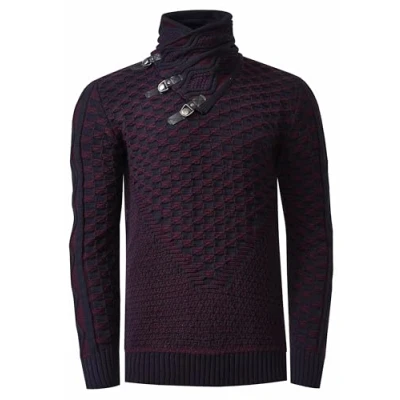 Afbeelding van Rusty Neal Staande kraag heren gebreide trui colkraag contrast grof 415, marineblauw, XXL