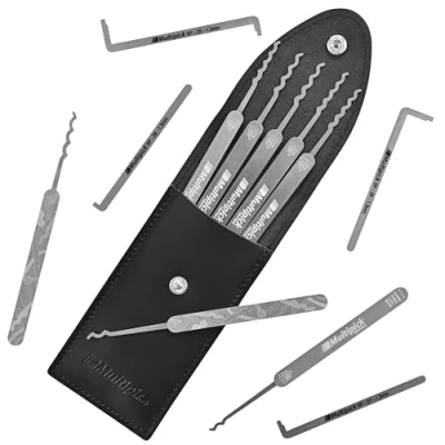 Afbeelding van MULTIPICK Elite 12 Professionele Dietrich Set [12 delen 0,6 mm] Made in Germany Lockpick Tool Sloten kraken Lock Picks incl. Spanner Picking Pick Lockpicking Kit