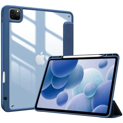 Afbeelding van ProCase Hoes voor iPad Pro 12,9 inch met pennenhouder 2022/2021/2020/2018 (6/5/4/3 generatie), stootvaste smart case cover transparante achterkant beschermhoes inch, marineblauw