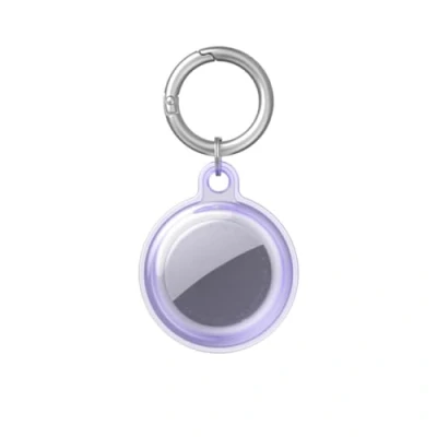 Afbeelding van Msagkah Étui Étanche pour Apple AirTag, Housse de Protection avec Porte Clés, Etui Imperméable clés AirTag (Violet transparent)