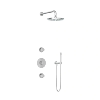 Afbeelding van Hotbath Get together Regendoucheset IBS1 Chroom Staaf Handdouche 25cm Hoofddouche Wandarm 35cm met wandhouder