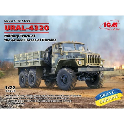 Afbeelding van 1:72 ICM 72708 URAL 4320 Military Truck of the Armed Forces Ukraine Plastic Modelbouwpakket
