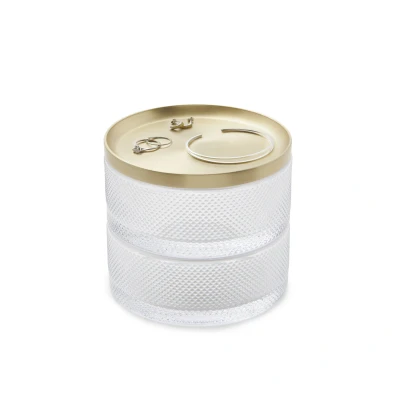 Afbeelding van Umbra Sieradendoos Tesora Set Van 2 Stapelbakjes Met Deksel Glas Messing Ø13x11cm