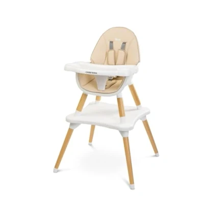 Afbeelding van CARETERO Tuva kinderstoel babyeetkamerstoel van 6 maanden tot 3 jaar draagvermogen 15 kg 2 in 1 of stoel + tafel verstelbaar dienblad Beige