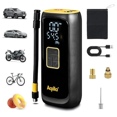 Afbeelding van Aqiila Airbird C4 Elektrische Bandenpomp, draagbare compressor, 10,3 bar 150 psi, 20 22 L/M, Powerbank 4.000mAh, 20W, 1x USB C, A, luchtcompressor Fiets/Auto/Motor/Bal/Luchtbed