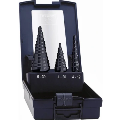 Afbeelding van Exact 50071 2 HSS Getrapteboorset 3 delig 4 12 mm, 20 6 30 mm TiAIN vlakken schacht 1 set(s)