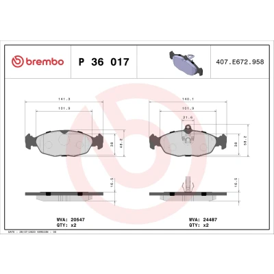 Afbeelding van Brembo Remblokset P 36 017