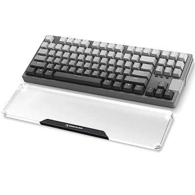 Afbeelding van MAMBASNAKE Ergonomische Polssteun voor 87 Key TKL 80% Toetsenbord, Acryl Toetsenbord Pad, Premier Clear Acryl, Antislip Rubberen Voeten, Keyboard Wrist Rest Gaming/Typing/Laptop Zwart