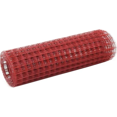 Afbeelding van vidaXL Kippengaas 25x0,5 m staal met PVC coating rood
