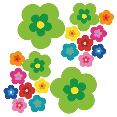 Afbeelding van tradercat Pril Bloemenstickers, bloemen, 18 stuks als set, retro stickers voor elk glad oppervlak, ideaal je auto, prilbloemenstickers, groen