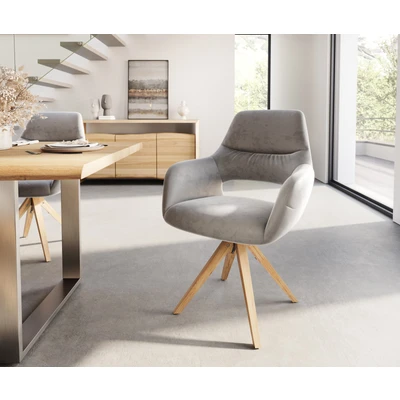 Afbeelding van Draaistoel Yago Flex met armleuning houten frame hoekig fluweel grijs 180