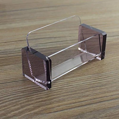 Afbeelding van Clear Visitekaarthouder Visitekaartje Display Stand Acryl Plastic Card Organizer voor Bureau Kantoor Collectie Bruin