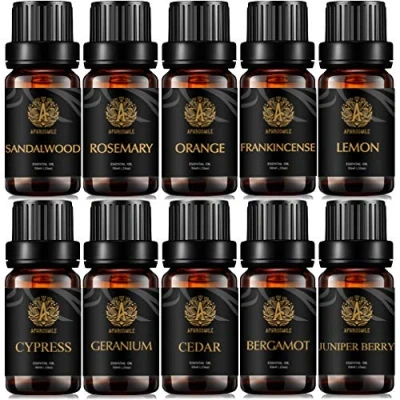 Afbeelding van Aromatherapie citroen etherische olie set voor diffuser, 100% pure sinaasappel thuis, 10 x ml therapeutische kwaliteit cipres oliën juniper bes, ceder, geranium,