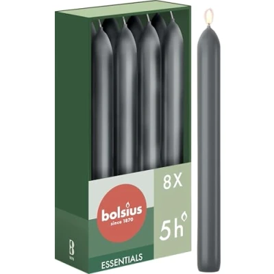 Afbeelding van Bolsius antraciet dinerkaarsen 170/20 set 8 stuks (6 uur) stormy grey