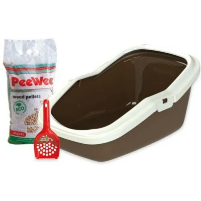 Afbeelding van Peewee Kattenbak EcoMinor bruin / ivoor Startpakket 56 x 39 27.5cm