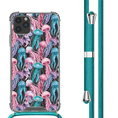 Afbeelding van imoshion Hoesje Geschikt voor iPhone 11 Pro Max Design met Koord Jellyfish Watercolor