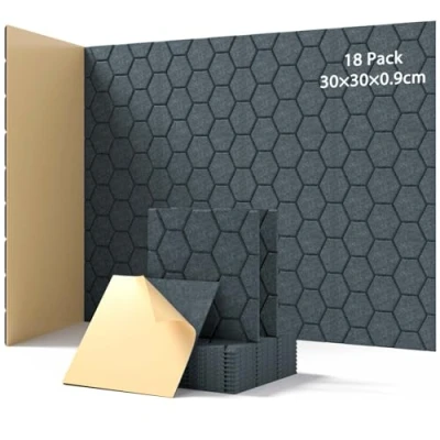 Afbeelding van akoestische platen, zelfklevend, geluidsabsorberend, 30 x 0,9 cm, geluidsisolatie voor wand /deurplafonds, panelen gaming decoratie, kantoren, studio&#039;s, geluidsisolatieplaten