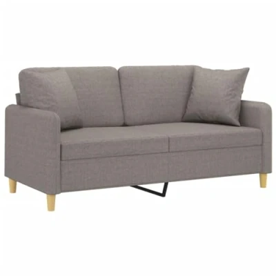 Afbeelding van vidaXL Tweezitsbank met sierkussens 140 cm stof taupe