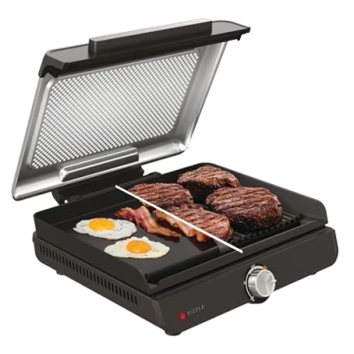 Afbeelding van Ninja Sizzle Griddle &amp; Grill Rookvrije Contactgrill Verwisselbare en Plancha Bakplaat PFAS Vrije Anti Aanbaklaag tot 260 C GR101EU