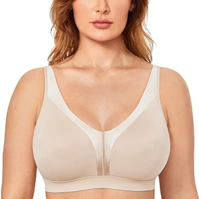Afbeelding van DELIMIRA Dames BH Zonder Riemen Grote Maten Volledige Cover Glad Inlegzolen Beige 80D