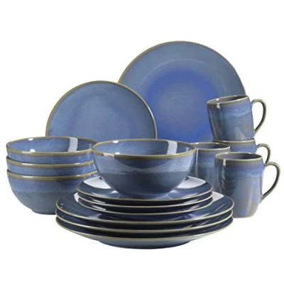 Afbeelding van MÄSER 931547 Ossia Serviesset voor 4 personen in mediterrane vintage look, 16 delig combiservies lichtblauw, keramiek