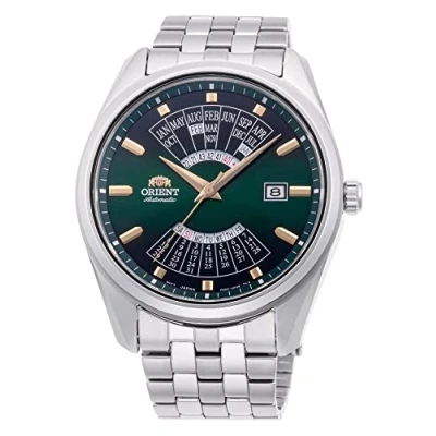 Afbeelding van Orient Multi Year Calendar Herenhorloge, automatisch, handmatig opwinden, mechanisch, casual, groen staal, casual