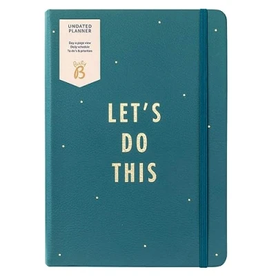 Afbeelding van Busy B Ongedateerde Planner Pine Kunstleer Ongedateerd Dagboek met Elastische Sluiting En Lint Pagina Marker