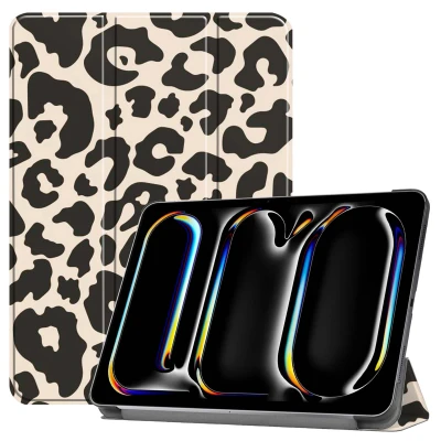 Afbeelding van iPad Pro 11 (2024) M4 Hoes: iMoshion Design Trifold Bookcase Leopard Kunstleder Tablet Hoezen