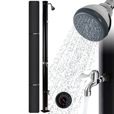 Afbeelding van AREBOS Tuindouche 20 Solar Douche met Thermometer Buitendouche Zonneenergie Zwart