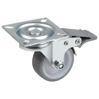 Afbeelding van Metafranc Zwenkwiel Ø 50 mm vergrendeling 60 x plaat polyurethaan wiel zacht loopvlak glijlagers 65 kg draagkracht/transportwiel/meubelrol/heavy duty roller / 802880