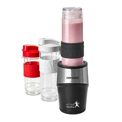 Afbeelding van CONCEPT Hausgeräte sm3385 Smoothie Maker &quot;Active Smoothie&quot; met 3 drinkflessen, 500 W, zwart