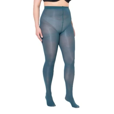Afbeelding van Ulla Popken Dames grote maten plus size Essential microvezel panty, 60 denier, Donker petrol, 44/46