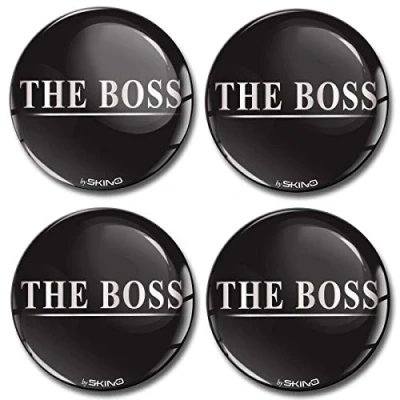 Afbeelding van SkinoEu® 4 x 55 mm sticker 3D gel silicone autosticker The Boss zilver stickers velgenstickers wieldoppen naafdop wielnaafdop wiel auto tuning A 6755