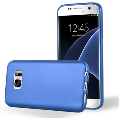 Afbeelding van Cadorabo Hoesje geschikt voor Samsung Galaxy S7 in METAAL BLAUW Beschermhoes gemaakt van flexibel TPU silicone Case Cover