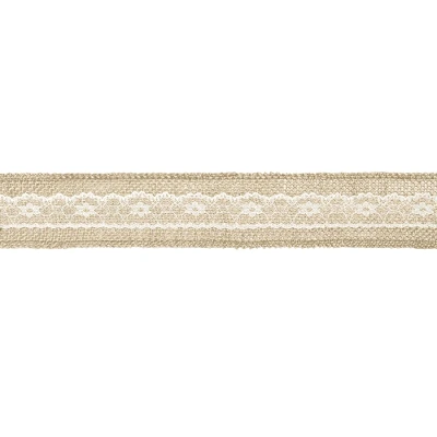 Afbeelding van Kanten Jute lint Middenstrook 5 cm breed meter lang