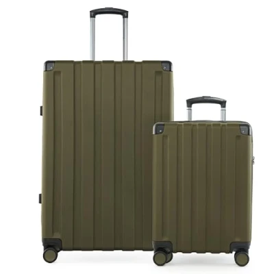 Afbeelding van Hauptstadtkoffer Q Damm Harde Koffer Trolley, TSA, 4 wielen, Avocado., Set (S+L), kofferset