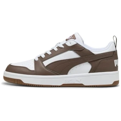 Afbeelding van Puma Rebound V6 Unisex Sneakers laag white/bronzecoloured/gum, Maat: 42, White/bronze coloured/gum Hoogwaardig imitatieleer