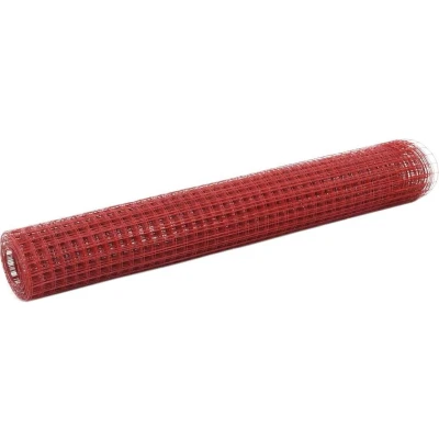 Afbeelding van vidaXL Draadgaas vierkant 10x1 m staal met PVC coating rood