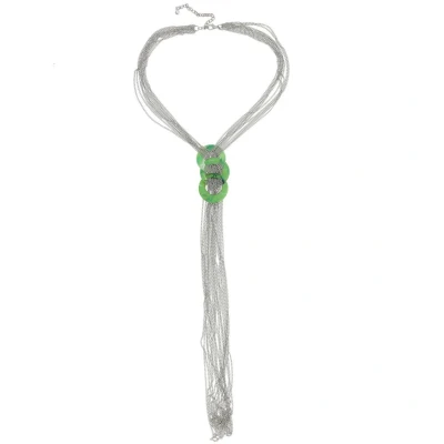 Afbeelding van Behave Ketting met hanger zilver kleur groen 43 cm