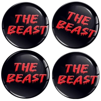 Afbeelding van SkinoEu 4 x 50 mm stickers autostickers voor wieldoppen naafdoppen naafdop wielsticker Beast A 1950