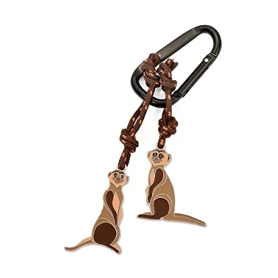 Afbeelding van Troika Eddie &amp; Manni KR23 02/BK Sleutelhanger incl. karabijnhaak 2 hangers aan decoratief klimtouw: stokstaartjes aluminium, gietmetaal, email, nylon bruin